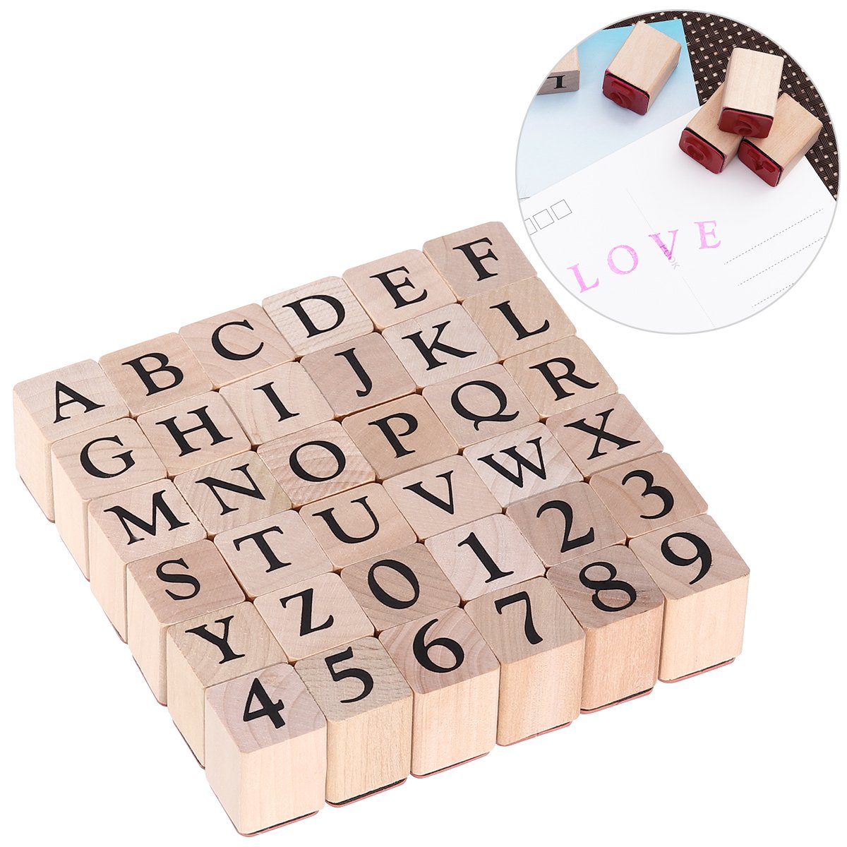 ultnice Alphabet Stamp Set Wooden Stamp Letter Number of Rubber Stamps
