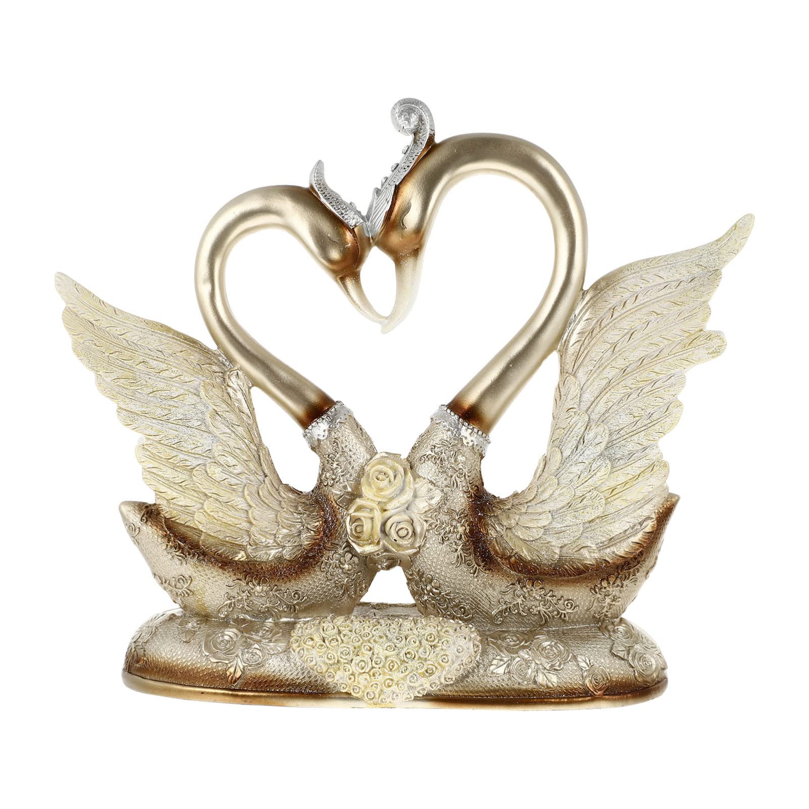 Milisten Home Decoration Resin Love Swan Figurine Two Piece Swan Figurine Intertwined Swan Pair Heart Sculpture Valentines Day Decorative Statue (As Shown) Couples Ornament