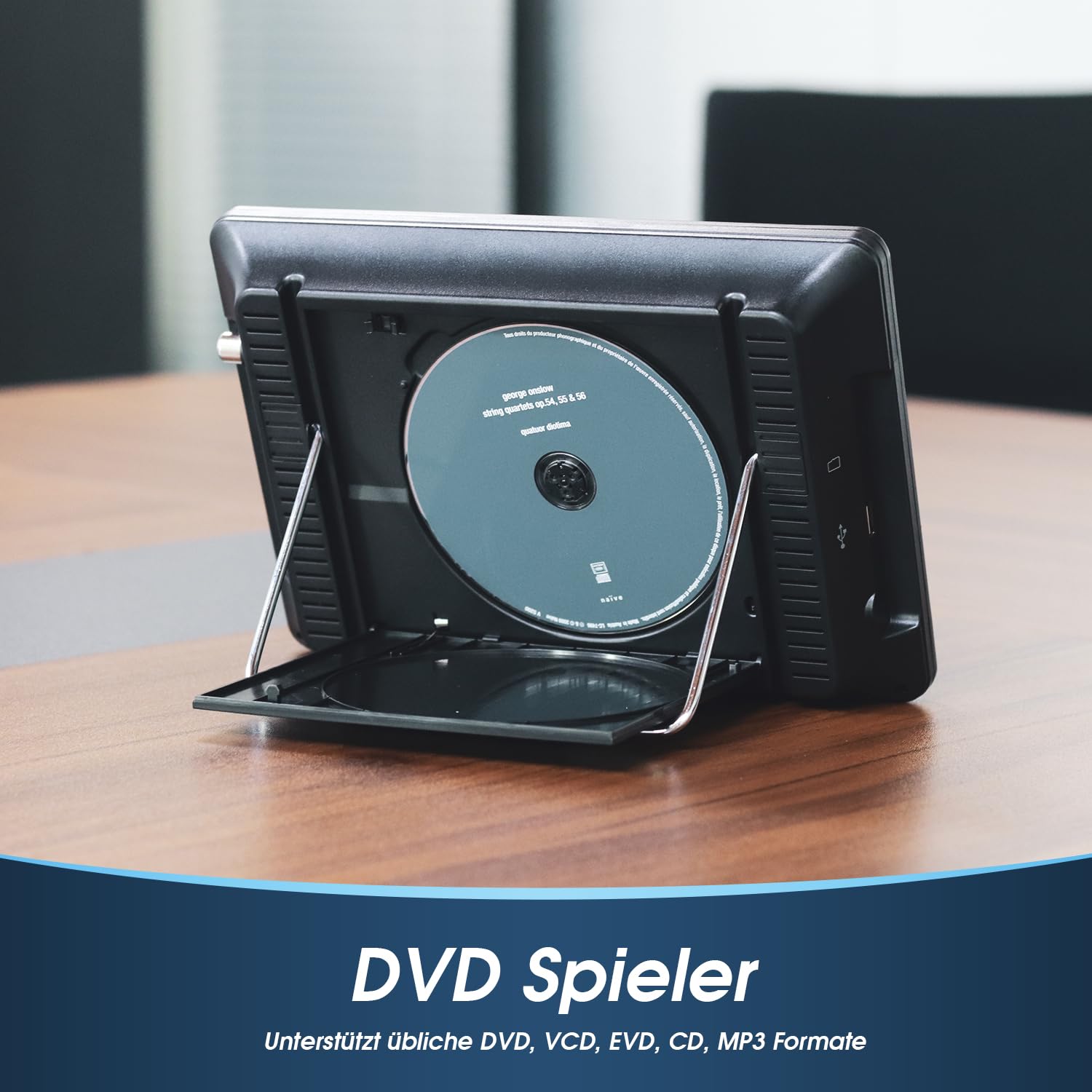 August DA383-10“ tragbarer HD Fernseher mit DVD Player&integriertem Akku-DVB-T2 mini LCD TV mit EPG/Aufnahmefunktion (PVR), CD/DVD/USB/SD-Karte, HDMI, AV - Aux-Ausgang Perfekt für Wohnwagen Zuhause 3