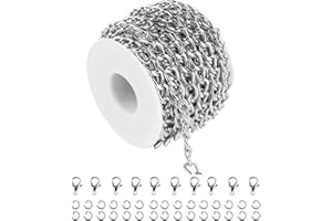 YOUBEIYEE 16.4 Feet Twisted Curb Chain Links Silver Plated Aluminum Bracelet Necklace Chain Bulk for DIY Craft Jewelry Making with Lobster Clasps and Jump Rings