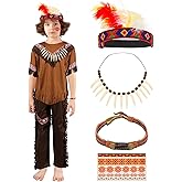 Liitrsh 6 Pcs Kids Native American Costume Sets Boys Girls Indian Costume Holiday Party Fancy Dress Cosplay