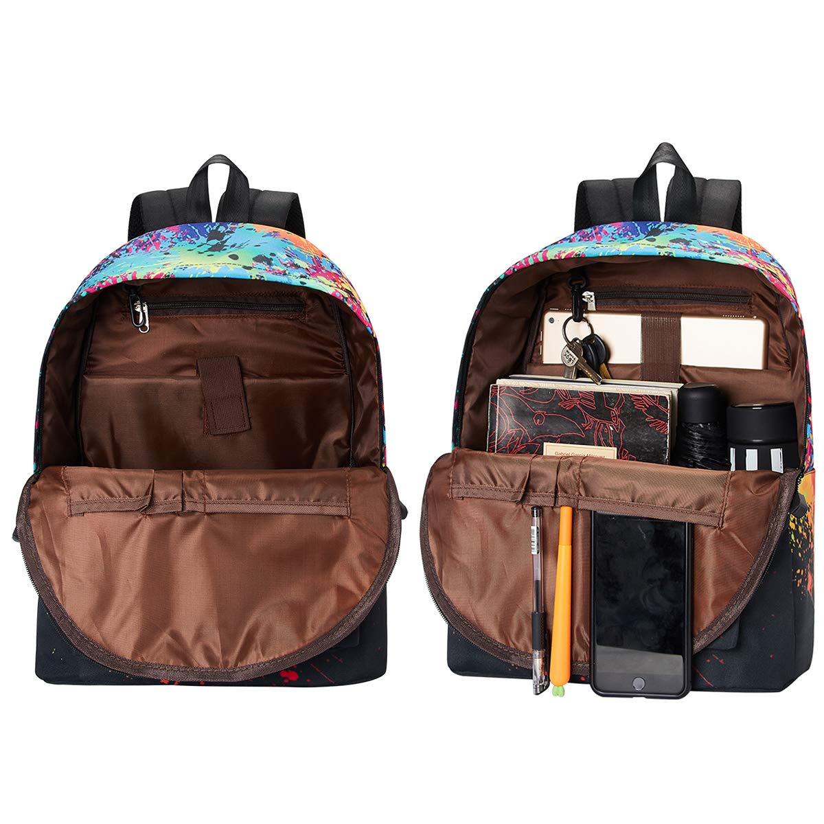 TUONROAD Teenage School Backpack 3D Printed Tiedye School Backpack Multi Pocket Printing Collection Backpack