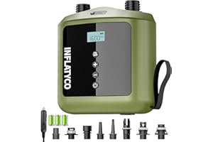 INFLATYCO Portable Paddle Board Pump Electric Sup Air Pump, Battery Powered High Pressure Inflator with Cordless & Corded Mode for Inflatable Standup Paddleboard Kayak Tent Boat Dinghy Raft