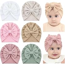 Amazon.com: inSowni 8 Pack Solid Nursery Hospital Turban Hat Cap ...