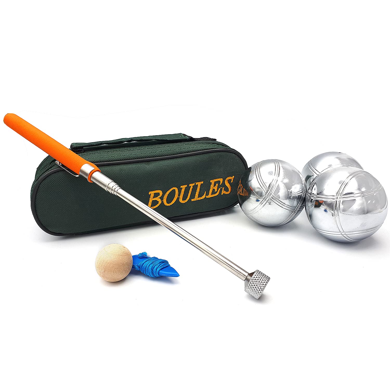 EUROXANTY® Game of boules | 3x 720g metal boules | Wooden jack | Includes carry case and measuring tape | Strong and durable boules | Classic design