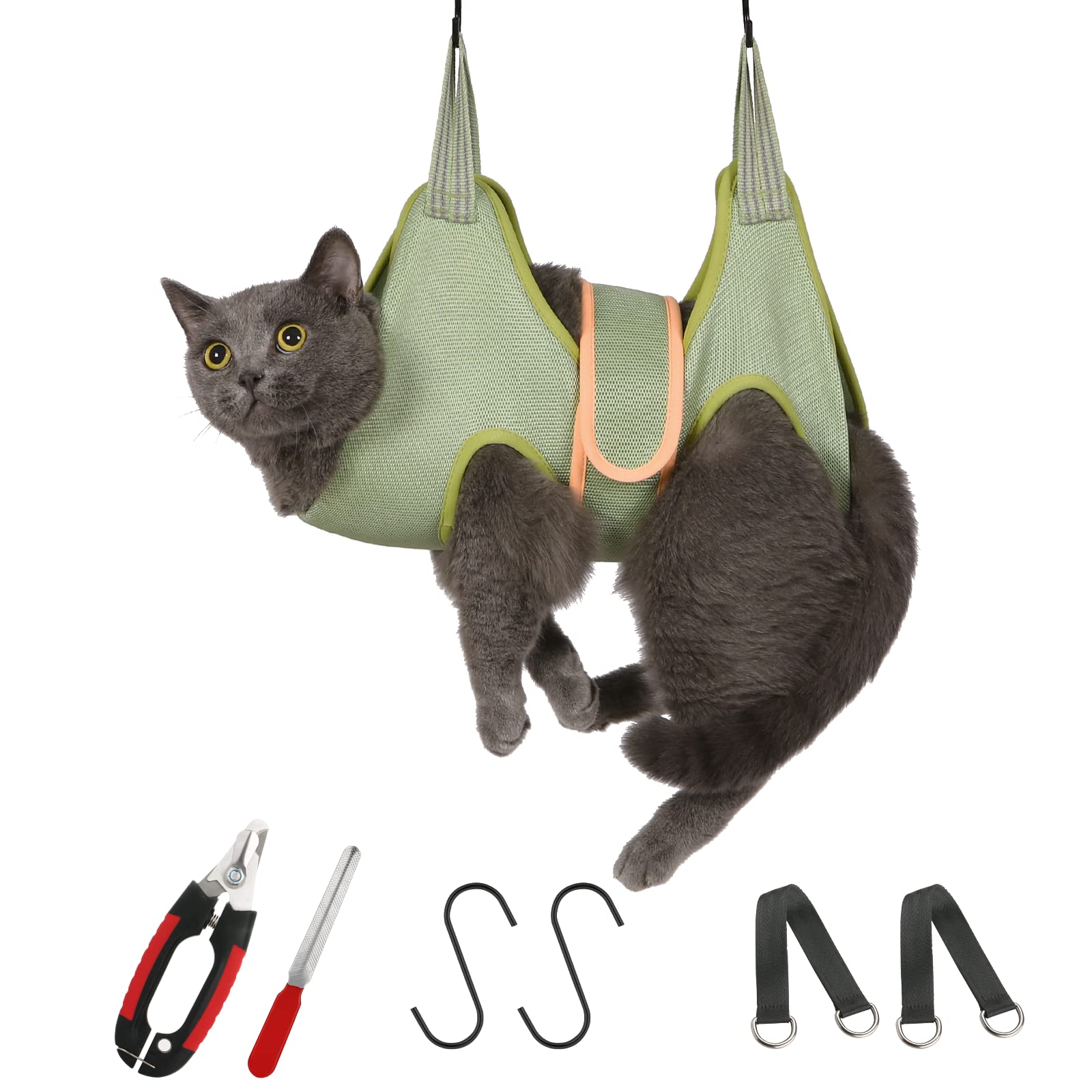 Photo 1 of Guzekier Cat Grooming Hammock Harness for Cats, Cat Nail Clipper