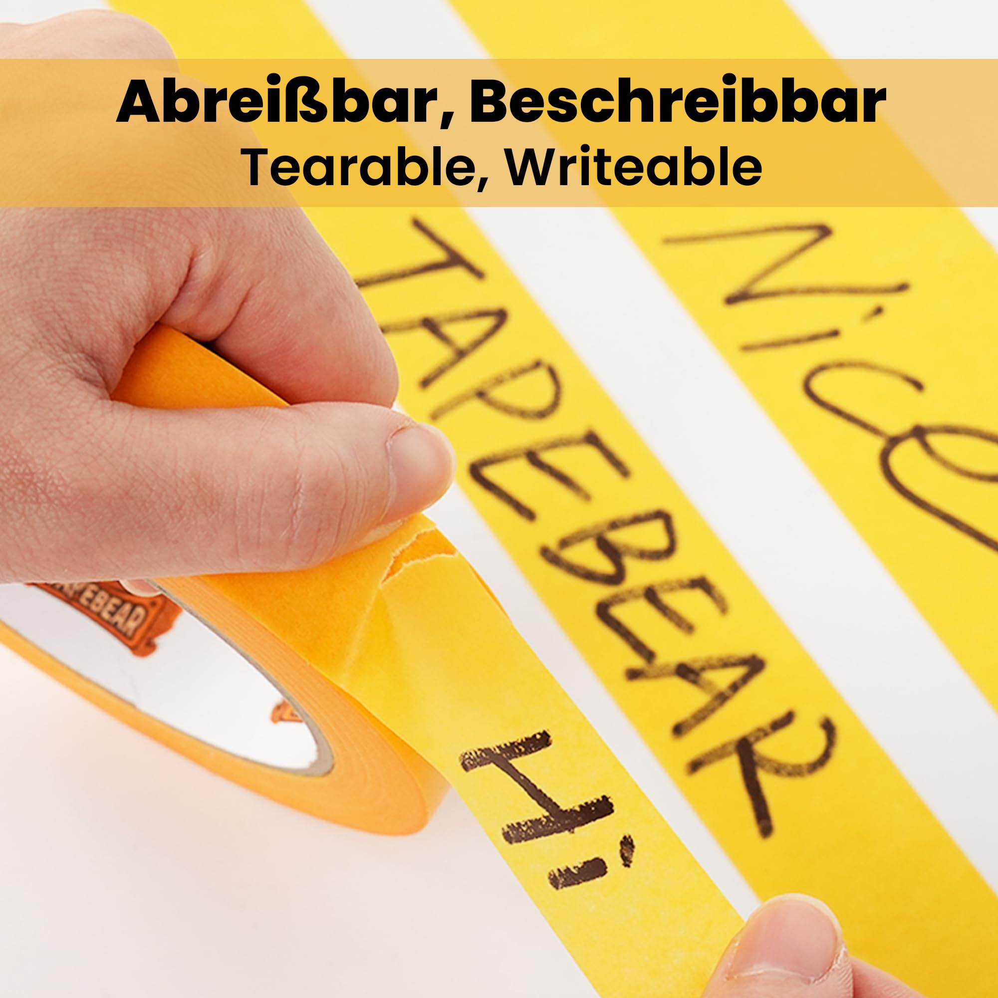 TAPEBEAR Goldband Klebeband Profi Malerkrepp 25mm x 50m, 5x Malerband Maler Abklebeband Gold Washi-Papier Selbstklebend für Innen Malerarbeiten, Lackieren und Renovierungen 4