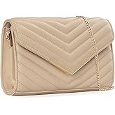 DEXMAY Women Clutch Purses Fashion Quilted Vegan Leather Envelope Evening Handbags Crossbody Bags with Chain Shoulder Strap | Fashion, Quilted, Vegan Leather, Evening, Chain Shoulder Strap