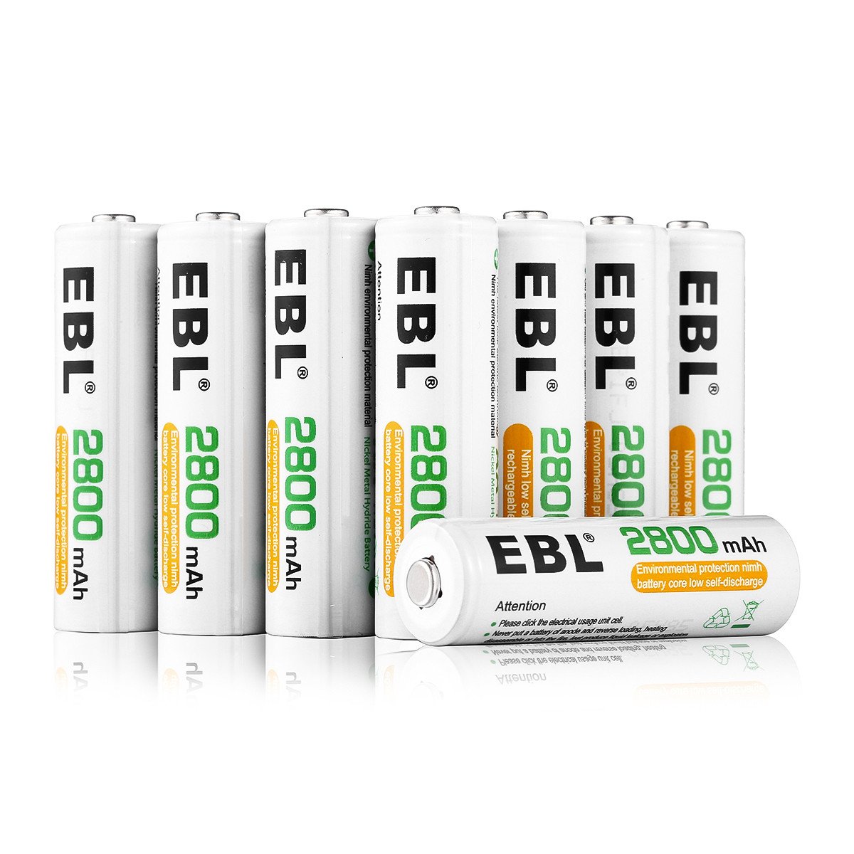 EBL 8er Pack 2800mAh wiederaufladbare Batterien AA Akku Ni-MH Akku 1200 Ladezyklen geringe Selbstentladung mit Aufbewahrungsbox