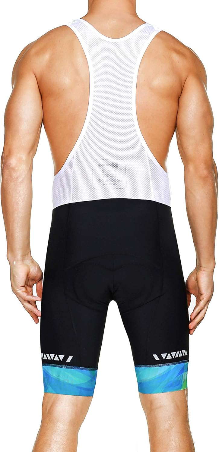 MUCUBAL Men's Cycling Bib Shorts with 3D Breathable Pad Elastic Compression Bike Bibs(Blue,S): Clothing
