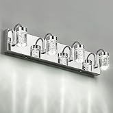 LMS LED Chrome Vanity Light, Farmhouse Bathroom Wall 4-Light Fixtures Over Mirror, 16W 3000/4000/5000K 3CCT, Bathroom, Powder
