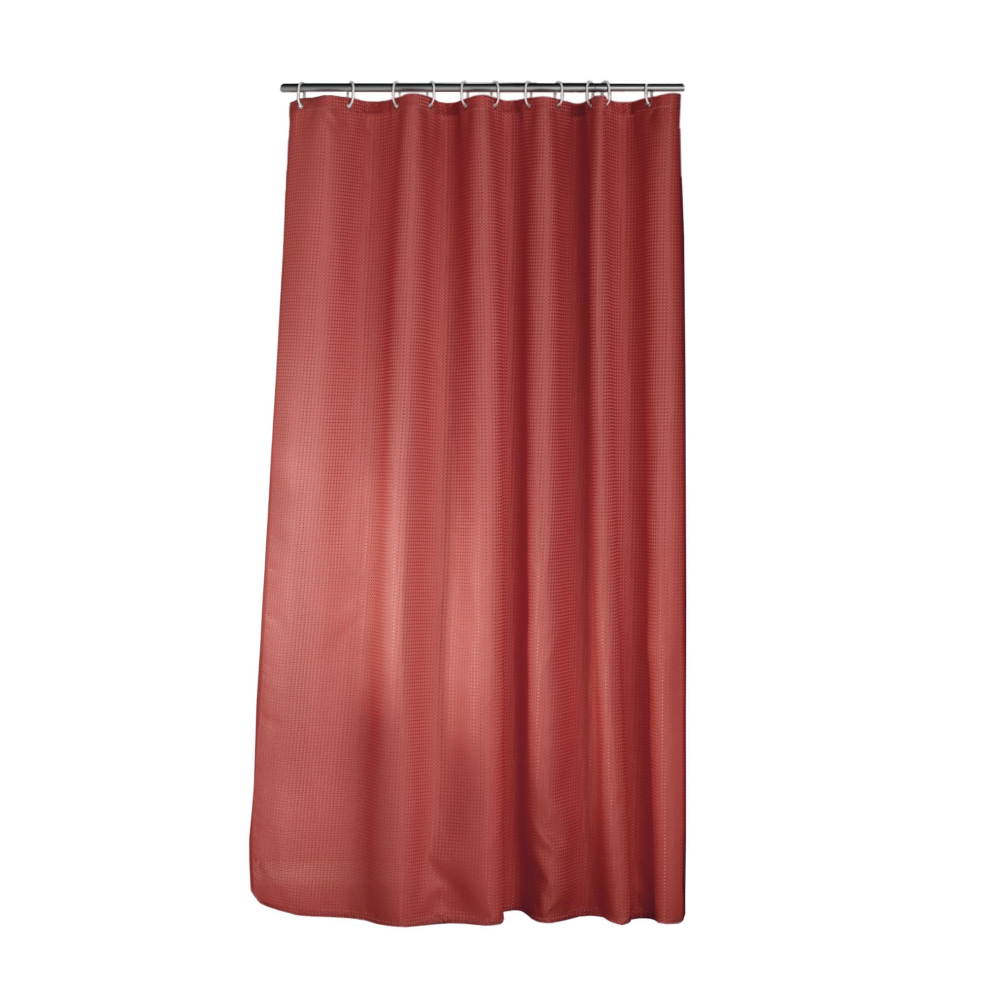 Douceur d'Intérieur, Terracotta Jacquard Plain Quartz Shower Curtain with Hooks 180 x 200 cm