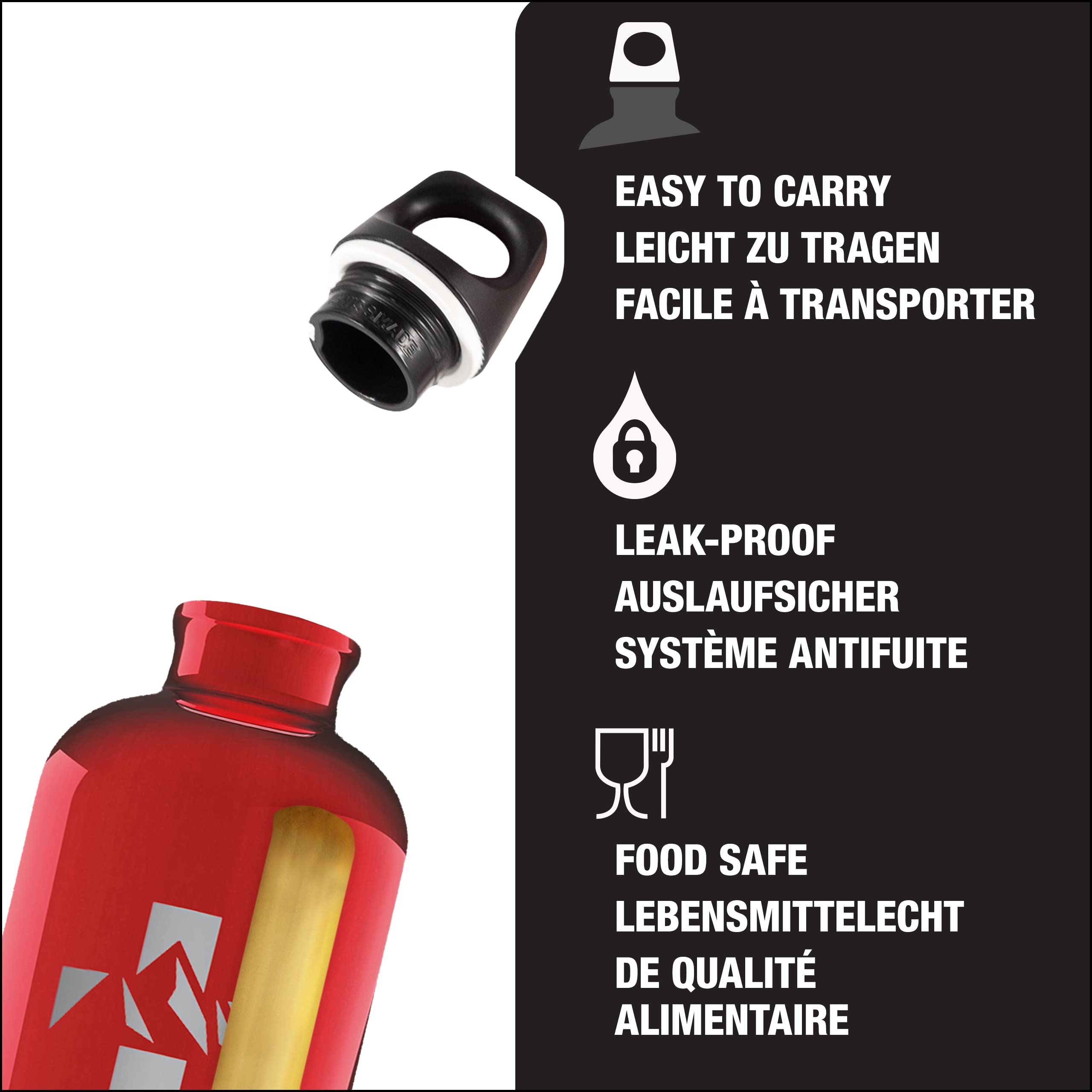 Sigg - Alu Trinkflasche - Traveller Mountain Red - Klimaneutral Zertifiziert - Für Kohlensäurehaltige Getränke Geeignet - Auslaufsicher - Federleicht - BPA-frei - Outdoor - Rot - 1L 3