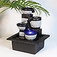 Ferrisland 10" Tabletop Water Fountains Indoor 4-Tier Water Fountain Decor Indoor Fountains & Accessories Feng Shui Zen Waterfall Fountain Desktop Fountain w/LED Lights & Soothing Sounds