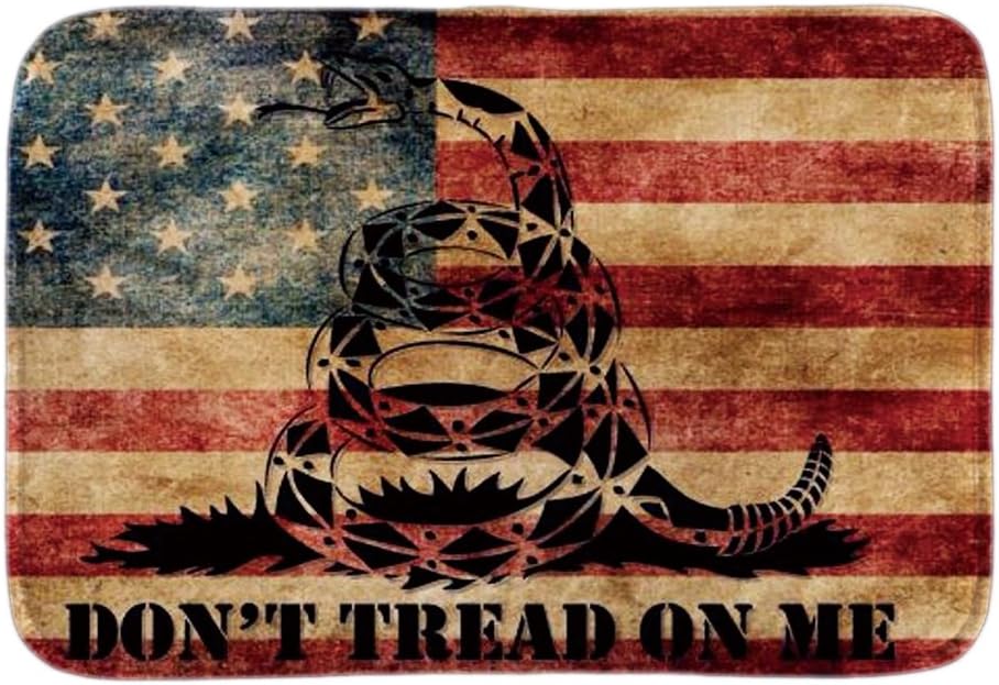 Don'T Tread On Me Print On Flag Doormat Soft Lightness Home Decorative Door Mats Indoor Outdoor Bathroom Rug Floor Mats Short Plush Fabric 16"x23.6"Inch