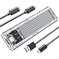 ORICO M.2 NVMe SSD Enclosure, USB 3.2 Gen 2 (10 Gbps), Transparent External Solid State Drive Adapter Enclosure for 2280 2260 2242 2230 PCI-E M2 M-Key SSD, USB Type C Converter Case-TCM2 Silver