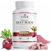 Lemeli Beetroot, Beet Root Capsules 1300mg Nitric Oxide Booster with Beetroot Extract, Vitamin C &amp; Black Pepper, High Nitrate Vegan Supplement, 60 Count