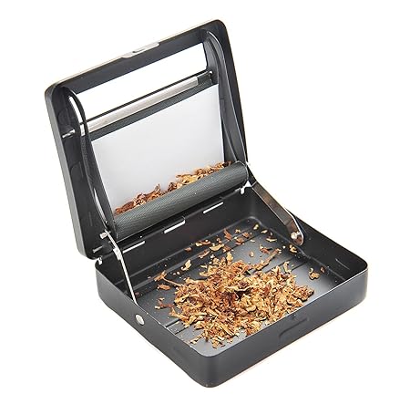 Halbautomatische Zigarettendrehmaschine (Zigarettenmaschine / Dreher) aus Zinklegierung (9cm x 8cm x 2cm), mattschwarz, Mod. 