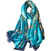 NUWEERIR Womens 100% Large Mulberry Silk Scarf Long Satin Scarf Fashion Lightweight Wraps