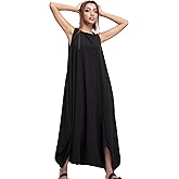 ellazhu Women's Summer Black Harem Pants Oversized Drop Crotch Jumpsuit Maxi Romper Playsuit GY1791 A