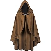 JPXH Medieval Cloak with Hood Short Hooded Cape for Adult Men and Women Halloween Renaissance