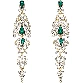 BriLove Women's Wedding Bridal Crystal Cluster Teardrop Dangle Earrings