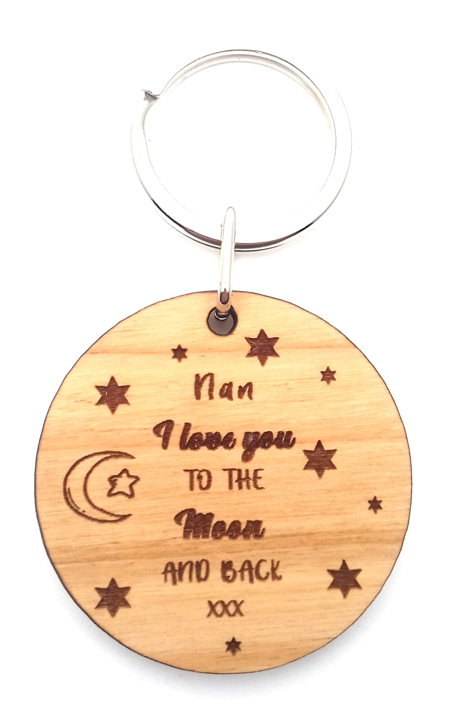 Chris Bag Of Goodies Wooden Keyring Key Ring I Love You to The Moon and Back Nan