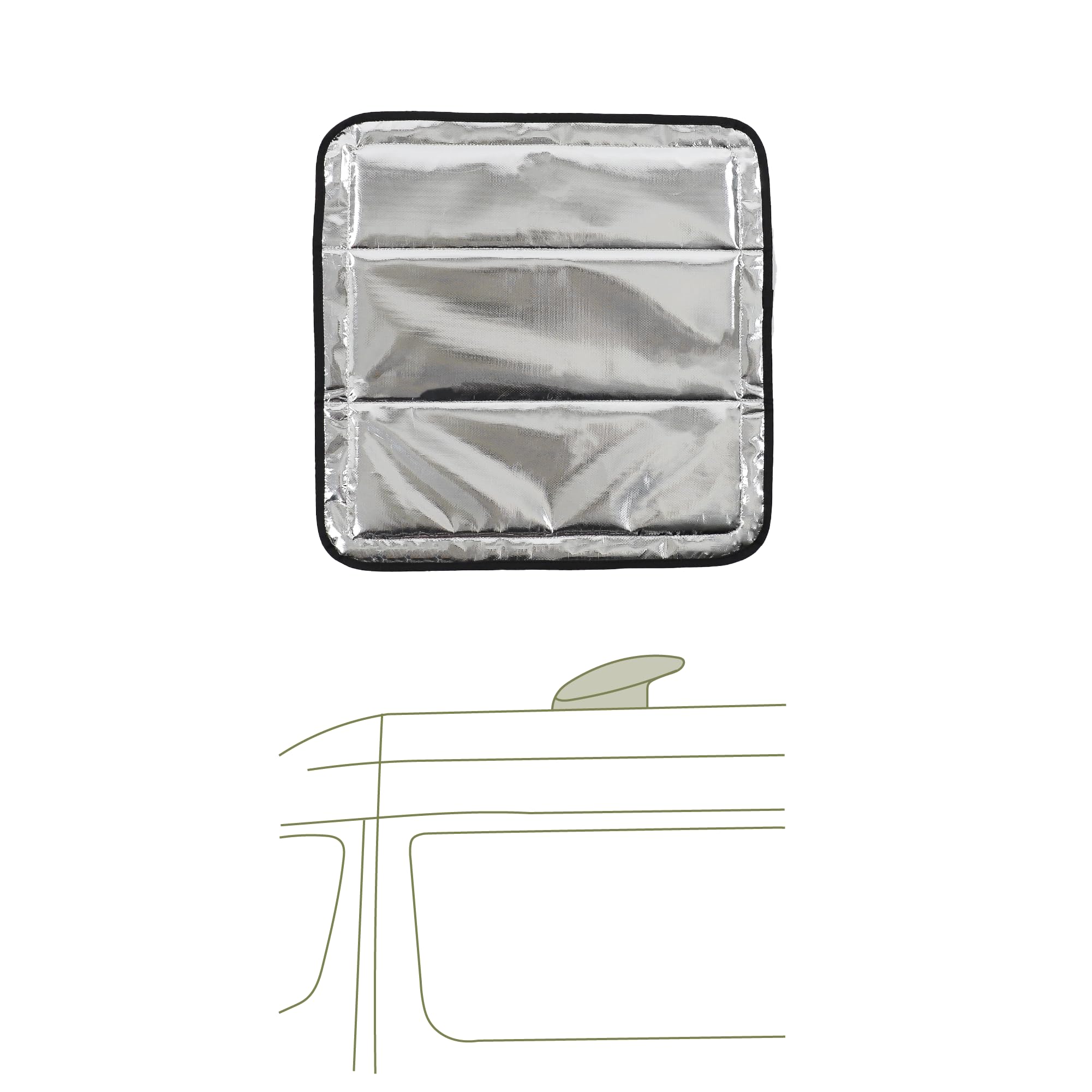 VanEssential Magnetic Insulated Blackout Roof Vent Cover Designed for (MaxxAir/Fantastic Fan) 16.5" x 16.5" - Reflective | Black Image