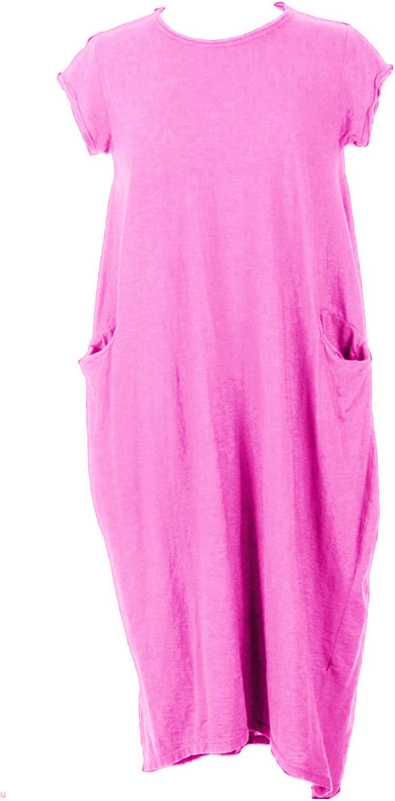 SSoul New Italian Lagenlook Quirky Boho Jersey Soft Cotton Stretch Pocket Tunic Dress
