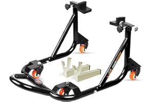 Grand Pitstop Universal Adjustable Rear Paddock Stand for Motorcycle with Swingarm Rest (360° Dismantable, Black, Motorcycle Weight Up to 500 lbs/ 226 Kgs)