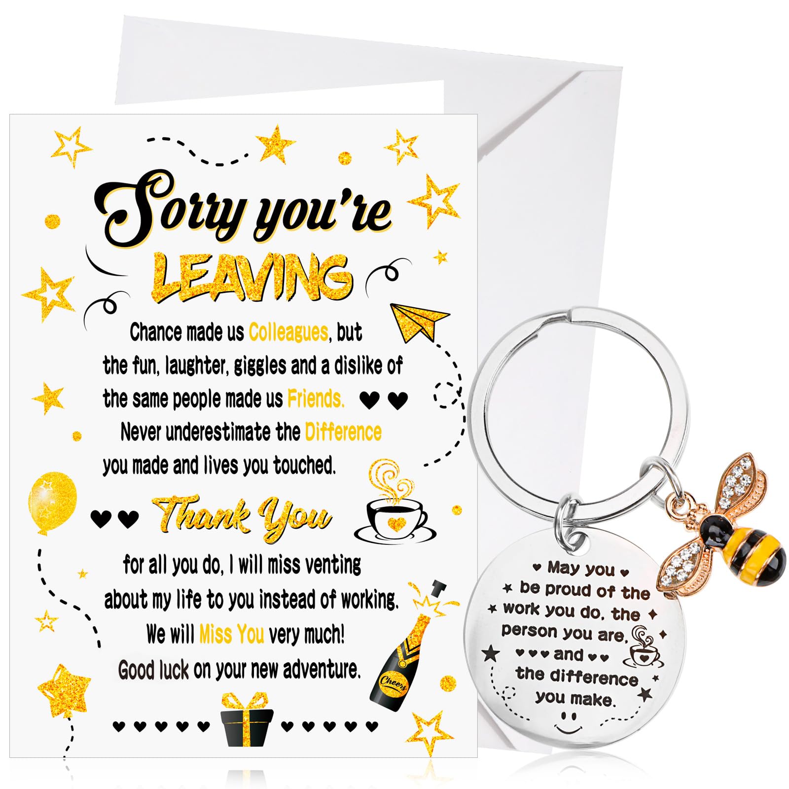 HOWAF Leaving Gifts for Colleagues Women Men, Sorry Your Leaving Cards for Colleagues Leaving Card Coworker Goodbye Card Keyring, Farewell Gift Work Leaving Present for Colleague Leaving Gifts