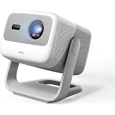 JMGO N1S 4K Smart Portable Projector, Triple Laser, 1100 ISO Lumens, Gimbal Instant Auto Focus, Google TV, Netflix, 110% BT.2020, Wi-Fi 6, HDR10, 10W Dolby Audio, Blu-ray 3D, 200" for Home.