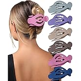 AWAYTR 6Pcs Upgrade Large Flat Hair Claw Clips for Women Girls, 5" Non-slip Duckbill Hair Clips for Long, Thick, Thin Hair, Comfortable for Driving & Lying Down (Matte (Dark))