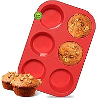 Walfos Silicone Muffin Pan - 6 Cup Non-Stick Silicone Cupcake Pan, Just PoP Out! Food Grade and BPA Free Baking Cups…