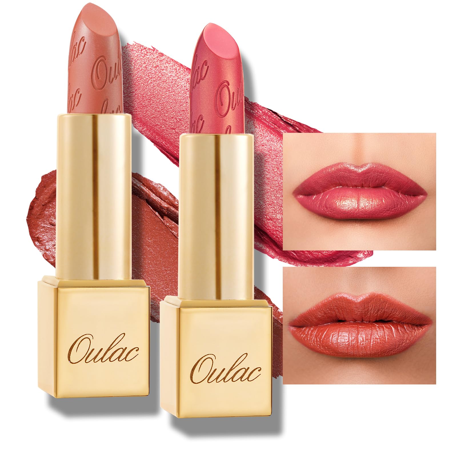OULAC Metallic Shine Glitter Lipstick Set, Nude High Impact Lipcolor, Lightweight Soft and Ultra Hydrating, Long Lasting, Vegan 05+25 — image 1