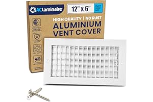 LAMINAIRE 12" x 6" Duct Hole [13.6" x 7.6" Face] Aluminum Single Deflection Adjustable Air Supply Register with Multi-Shutter Damper - High Airflow - HVAC Wall Vent Cover