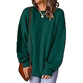 SunnyMelody Womens Oversized Pocket Sweater Fall 2025 Trendy Ribbed Knit Crew Neck Long Sleeve Side Slit Pullover Tops