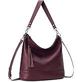 Genuine Leather Hobo Crossbody Bag for Women, Soft Real Leather Bucket, Shoulder Handbag Purse with 2 Removable Strap