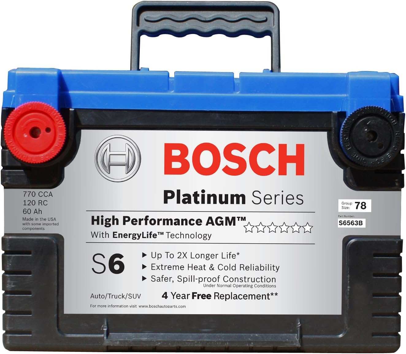 Amazon Com Bosch S6563b S6 Flat Plate Agm Battery Automotive