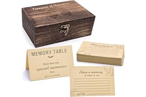 Oxmidud Wooden Share Love & Memories Box with 50 Pcs Share A Memory Cards for Celebration of Life Decorations - Elegant Keepsake for Funerals, Weddings, Birthdays & Graduations - Heirloom Storage Box
