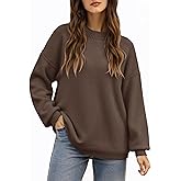 Saodimallsu Womens Crew Neck Sweater Tops Long Sleeve Fuzzy Fall Casual Loose Cozy Knit Pullover Sweaters