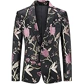 Cloudstyle Mens Embroidery Tux Dress Suit Jacket Formal Print Prom Blazer Dinner Sport Coat