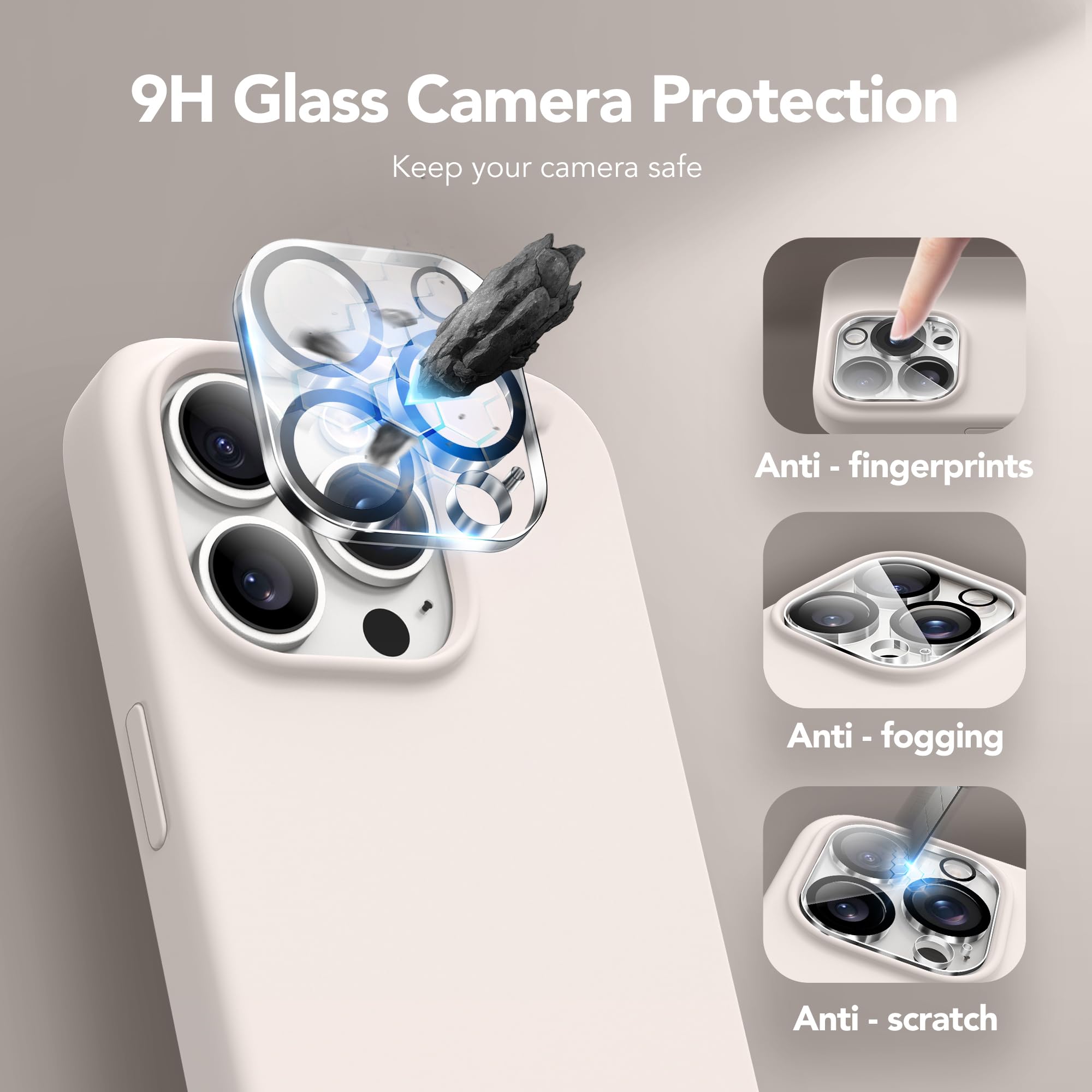 GONEZ for iPhone 14 Pro Max Case Silicone, Compatible with MagSafe, with Screen Protector + Camera Lens Protector, Liquid Silicone Shockproof Protective iPhone 14 ProMax Case 6.7", Stone - Image 5