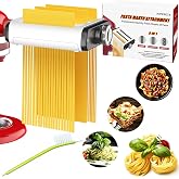 Pasta Maker Attachment for All Kitchenaid Mixers, Noodle Maker Kitchen Aid Mixer Accessories 3 In 1 Including Dough Roller Spaghetti Fettuccine Cutter - Homemade Fresh Pasta Easily!
