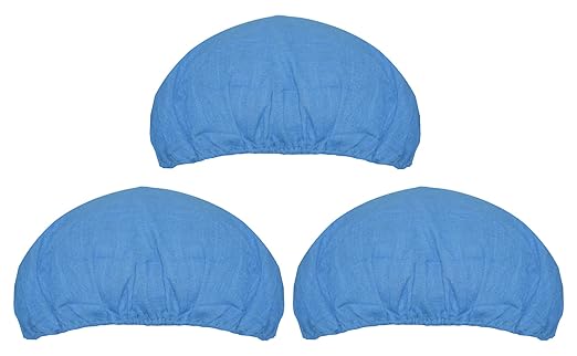 Kuber Industries 100% Cotton Reusable Stretchable Anti Pollution Caps, Surgeon Caps (Pack Of-3, Blue)-KESHAV46341