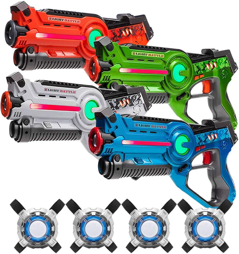 Light Battle Active laser tag set - 4 Infrared guns (orange, green, blue, white) + 4 Vests - LBAPV2441234