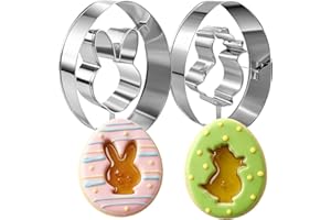 Easter Cookie Cutters, 2 Pieces Chick Egg Bunny Rabbite Shapes Stainless Steel Cookie Cutters Double-sided Metal Mini Cookie 