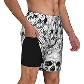 feelacle Mens Swim Trunks 9 Inch Inseam Board Shorts Beach Swimwear Bathing Suit with Compression Liner and Pockets