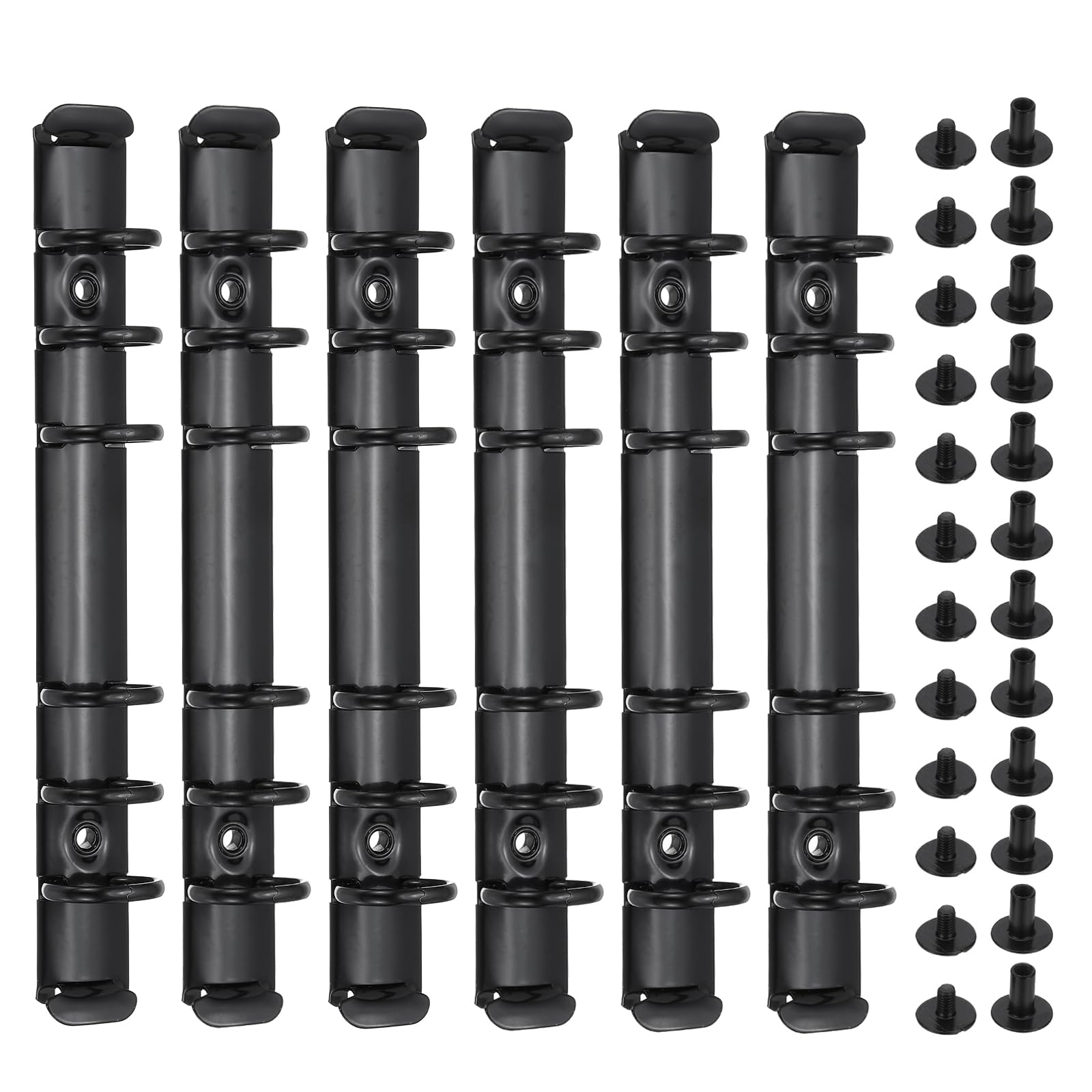 PATIKIL A6 6-Hole Ring Binder Mechanisms, 6 Set Binder Spines Replacement for Binder Planners, Black