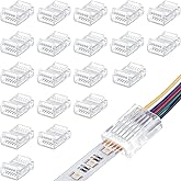 Flutesan 20 Pcs 6 Pin 12 mm LED Strip Connector RGB Lights Waterproof Adapter 22 Awg Wires Connector for Strip Light Unwired Gapless Track 5v 12v 24v